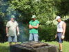 Shane and Eric Roper and Scott grilling chicken